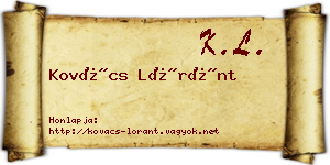 Kovács Lóránt névjegykártya